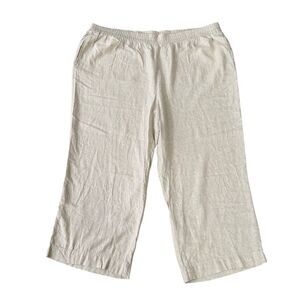 Old Navy Linen Blend Straight Pants oatmeal High Rise comfort waistband 4X NWT